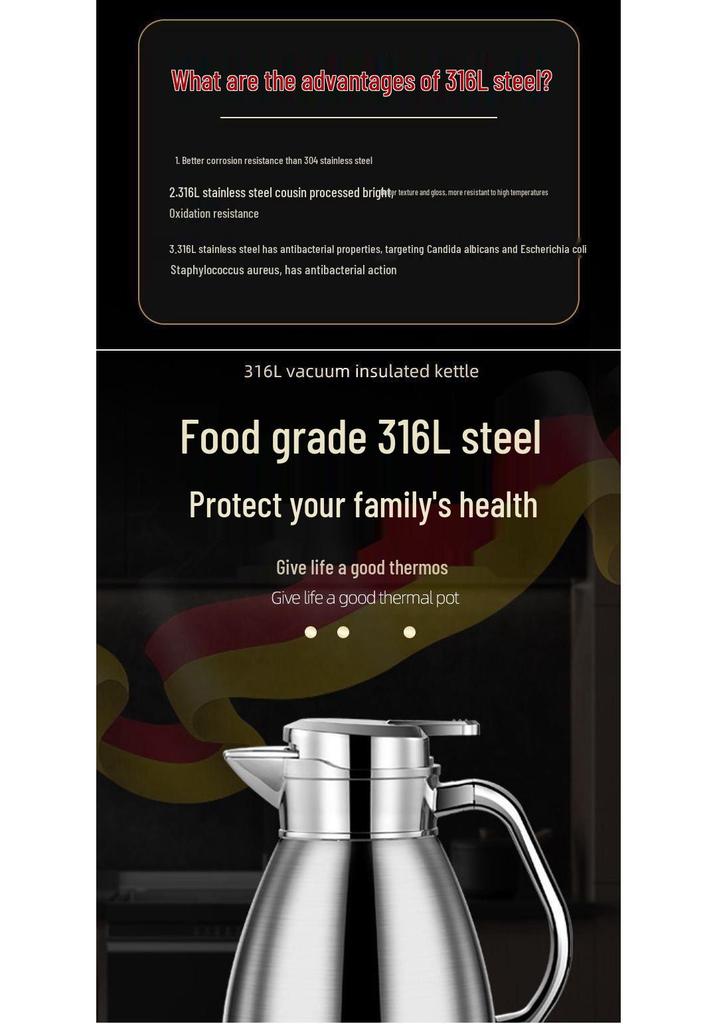 Large Capacity German Stainless Steel Thermos Flask for Home, Restaurant, or Hotel Use