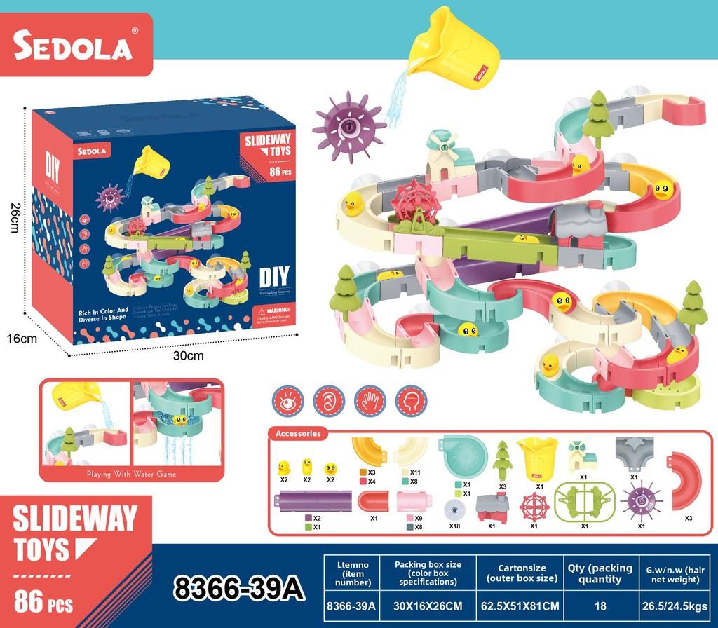 Childrens Bath Water Toy Set With Diy Track And Roller For Toddler Playwater Fun