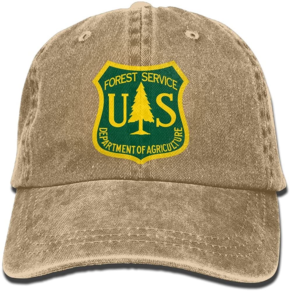 

US Forest Service Flag Plain Adjustable Cowboy Cap Denim Hat for Women and Men