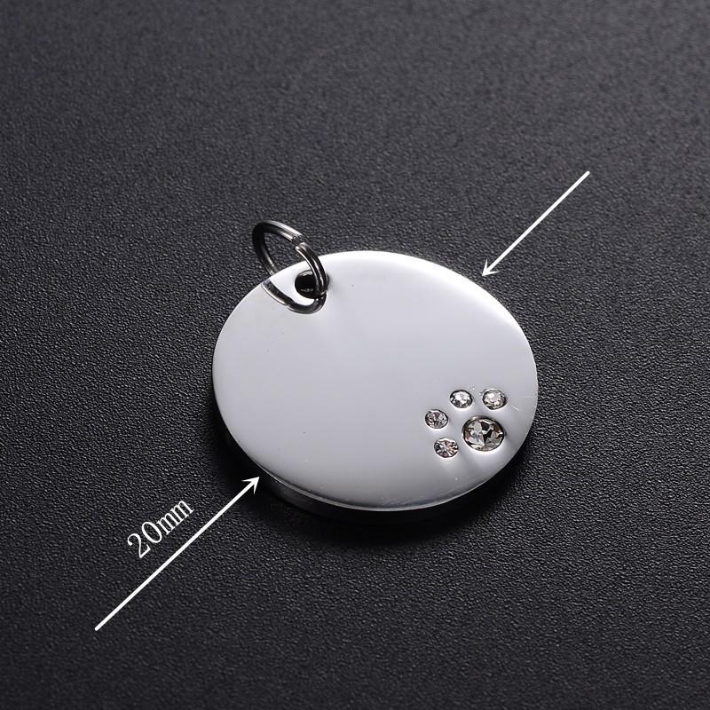 

Rhinestone Paw Print Stainless Steel & Titanium Dog Tag Pendant