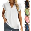 Women's Fashion Solid Color Casual Short Sleeve Stitching V-Neck Shirt Top