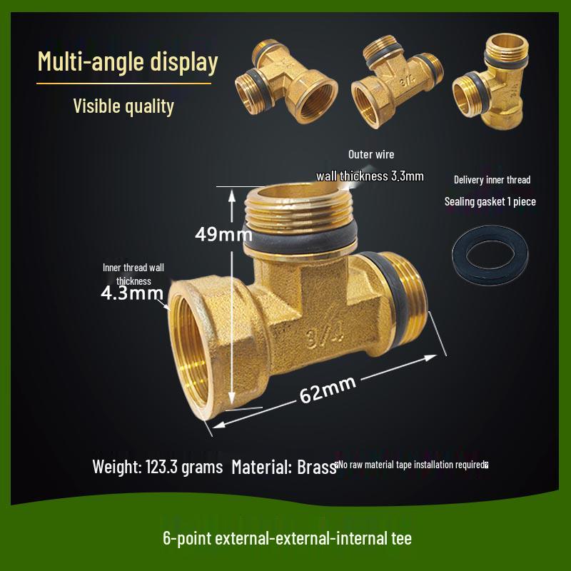 Copper Union with Inner/Outer Threads, Double Inner Thread Water Heater Connector Tee/Elbow Nipple, 46mm & 1" Thread, Different Diameters.