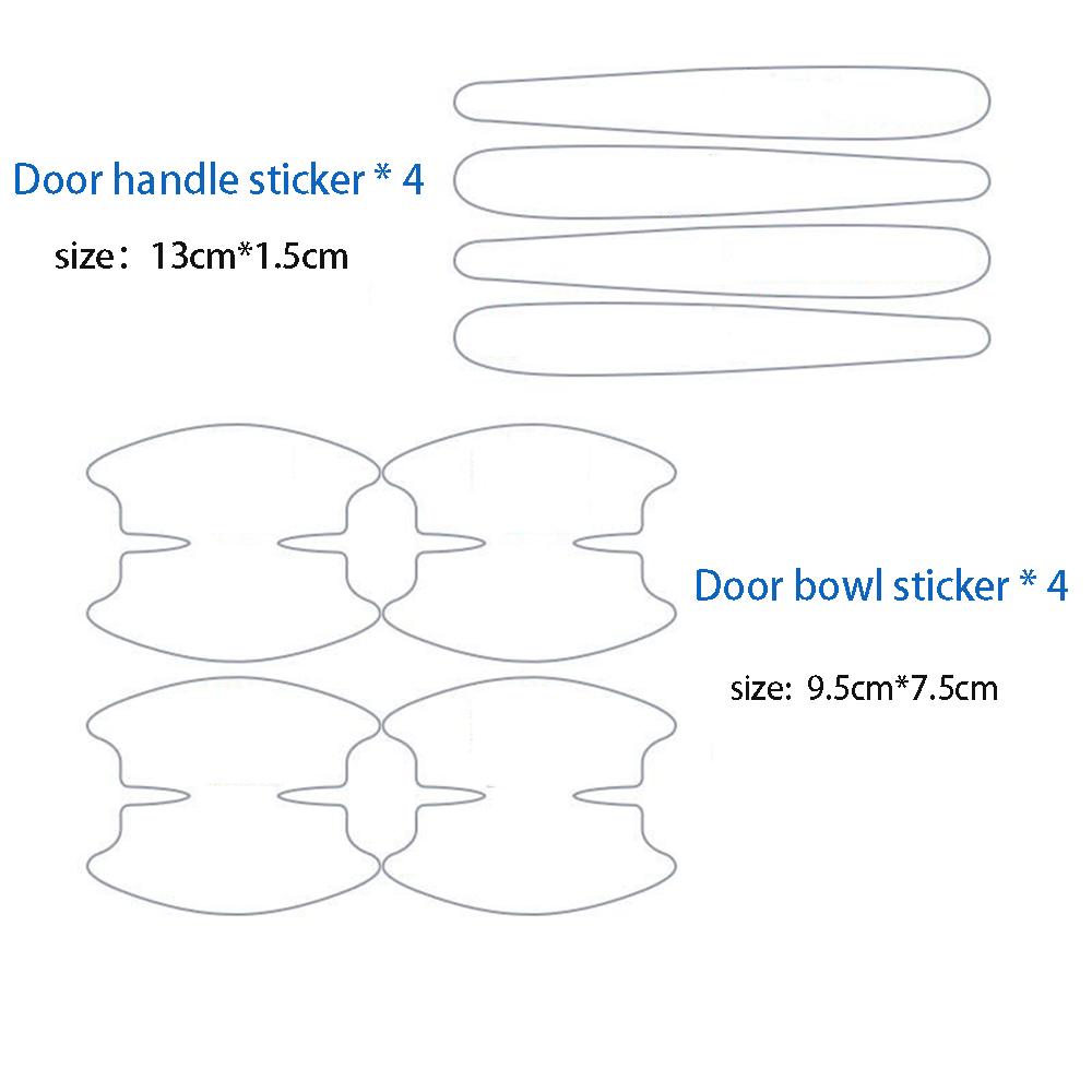 8Pcs TPU Car Door Bowl Anti-scratch Sticker Auto Door Bowl Handle Protection Sticker Paint Surface Film Car Accessories Decals