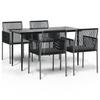 VidaXL Ensemble à dîner de jardin coussins 5 pcs noir rotin et acier 3187067