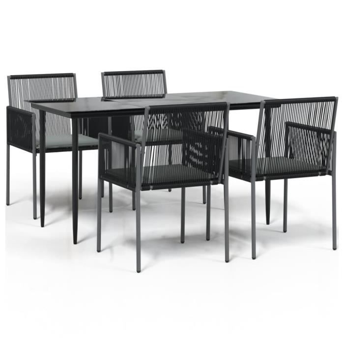 VidaXL Ensemble à dîner de jardin coussins 5 pcs noir rotin et acier 3187067