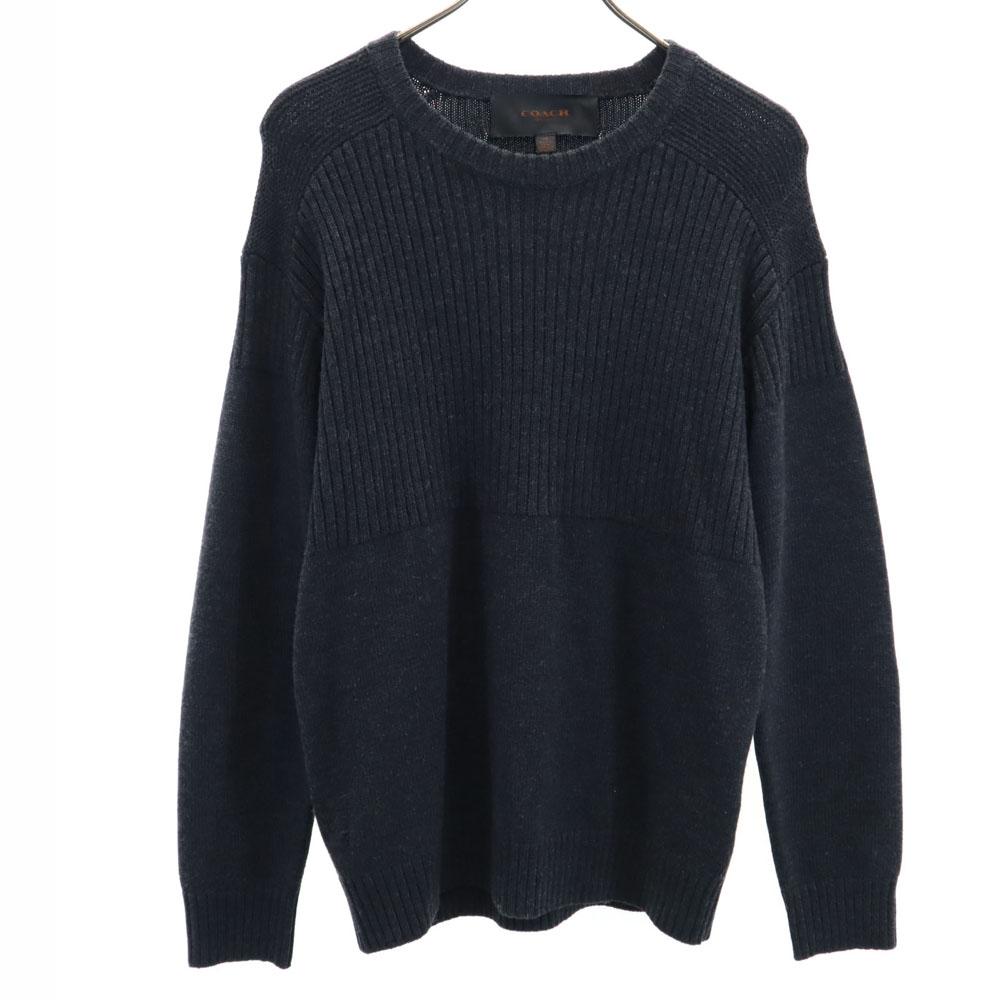 COACH wool Long sleeve Elbow patch sweater XS black knit Men's Used