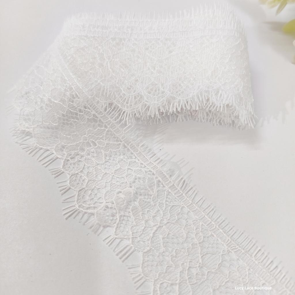 4CM Border Lace  Price 30 Meters=10 Pieces Eyelash Lace Trim Chantilly French Lace Off White, Black in Stock Free Ship