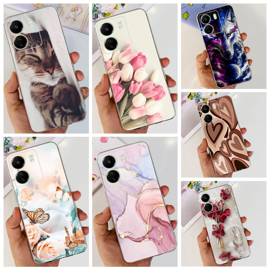 For Xiaomi Poco C65 Case for PocoC65 Silicone Funda Para Capa Coque Soft Phone Cases Back Cover Marble Flower Pattern Shockproof