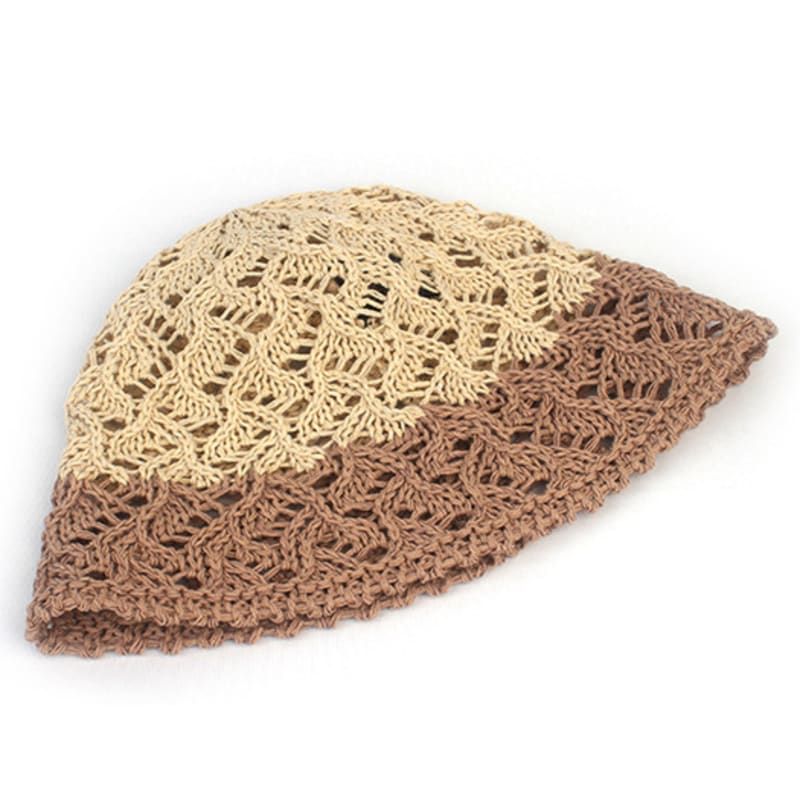 Universal Chemistry Wave Knit Beige-Brown Bucket Hat