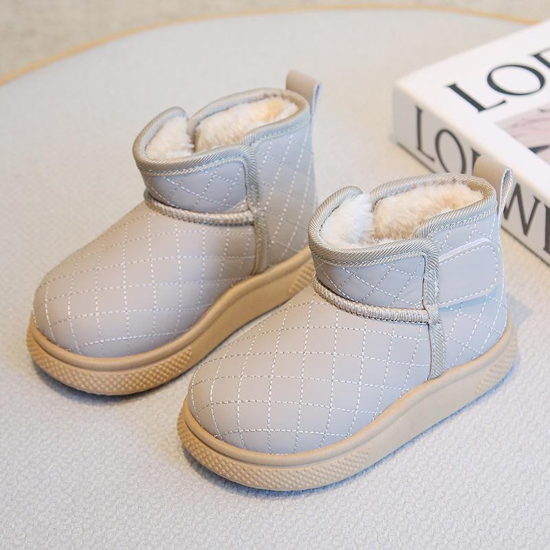 

Детские зимние ботинки, зимние короткие ботинки для мальчиков с толстым флисом, хлопковые ботинки для девочек, теплая детская хлопковая обувь 26 серый