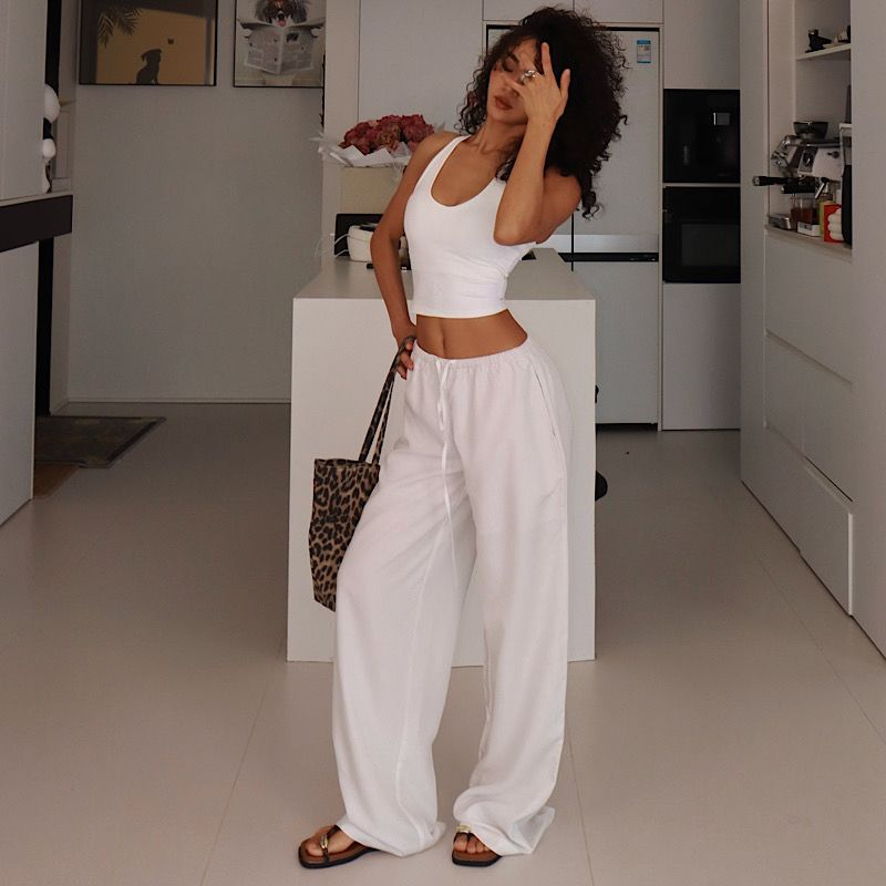 Akiyo Studio Linen Lyocell Women Wide-Leg Pants Idle Style Thin Casual Pants Mop Pants Summer Loose