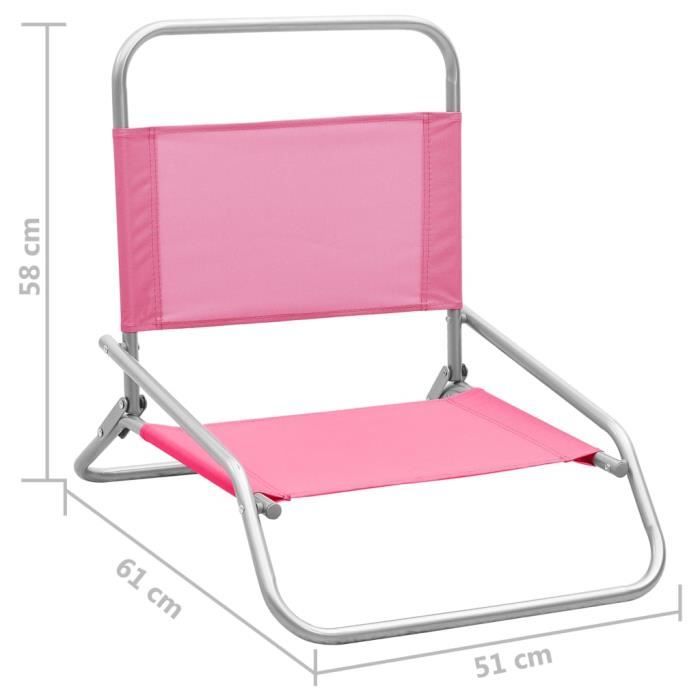 VidaXL Chaises de plage pliables, 2 pcs Rose Tissu