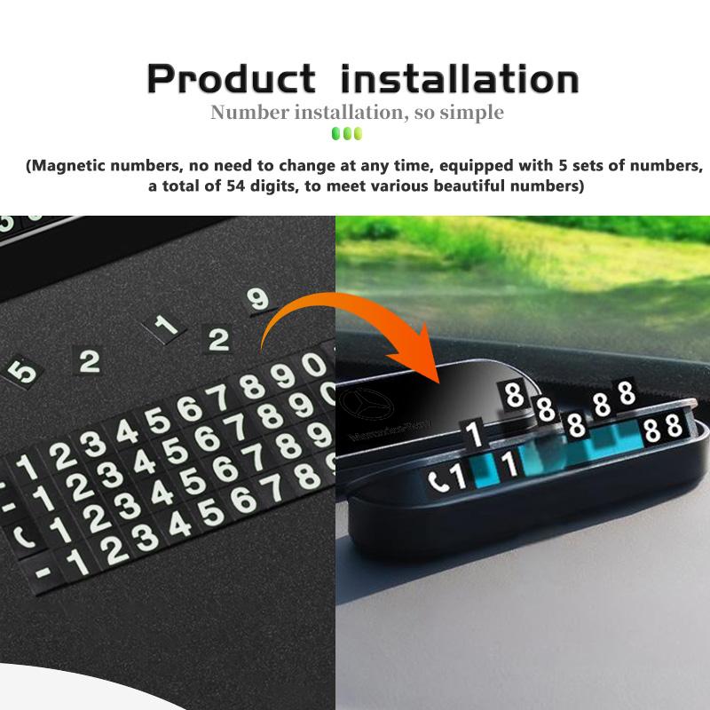 AABGS1 For Benz Simple Car Temporary Parking Card Phone Number Holder Auto Interior Accessories AMG Exclusive A C E R V Class CLA CLS