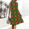 Plus Size V Neck Sleeveless Dress Far Mountain Cloud Ink Print For Wetland Park Tour