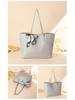 Fashionable Large Capacity Tote Bag with Lychee Pattern and Scarf Decoration - Solid Color Women's Shoulder Bag, 2024 Edition