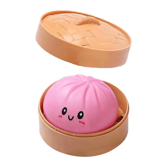 Hračka na úlevu od stresu v podobě pařené buchty s parním hrncem, simulace plněné buchty, mačkací senzorická hračka, měkká TPR, čínská buchta, fidget hračka