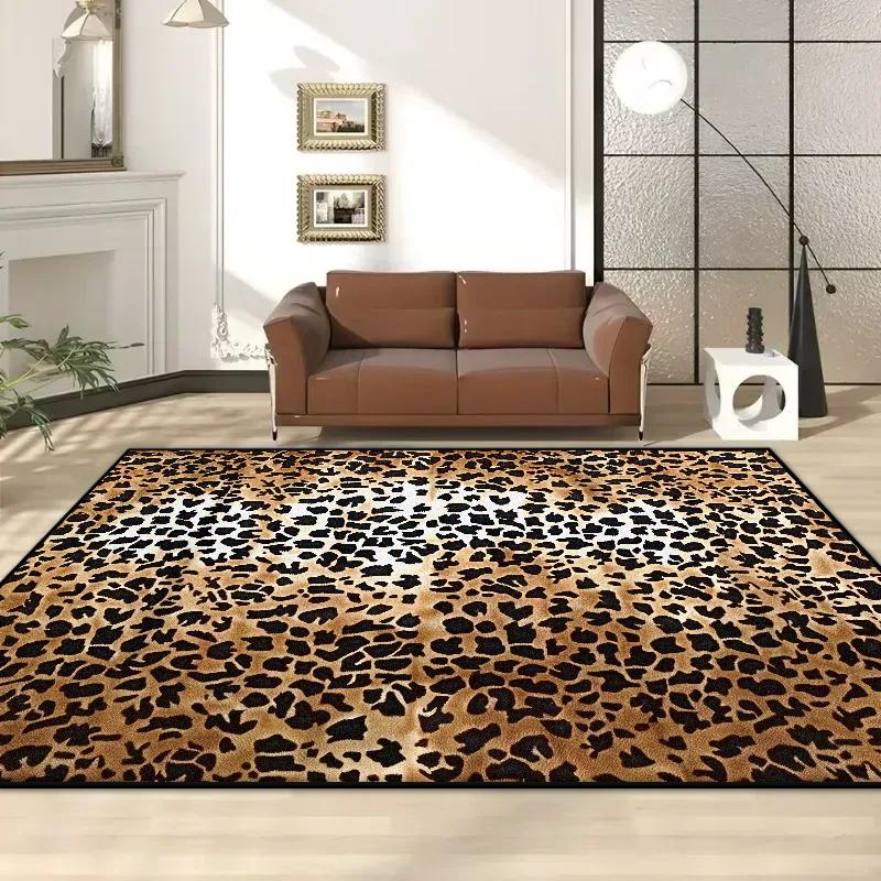 American Style Leopard Print Living Room Carpet Modern Decoration Sofa Area Easy Clean Rug Home Bedroom Entrance Door Mat