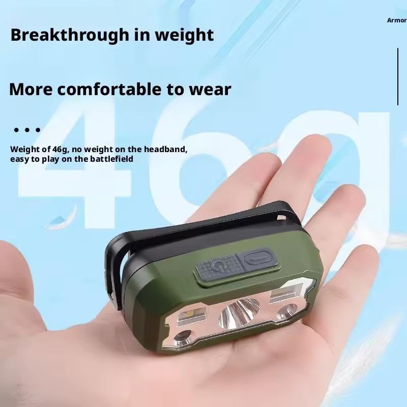 Dual-Source Induction Headlamp Super Bright Night Fishing Light Specialized Head-Worn Outdoor Mountain Climbing Mini Flashlight