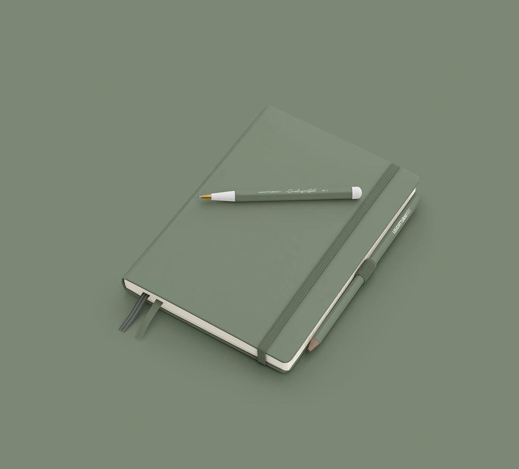 Leuchtturm A5 Dotted Officially Imported Notebook, Grid, Olive, 365489,