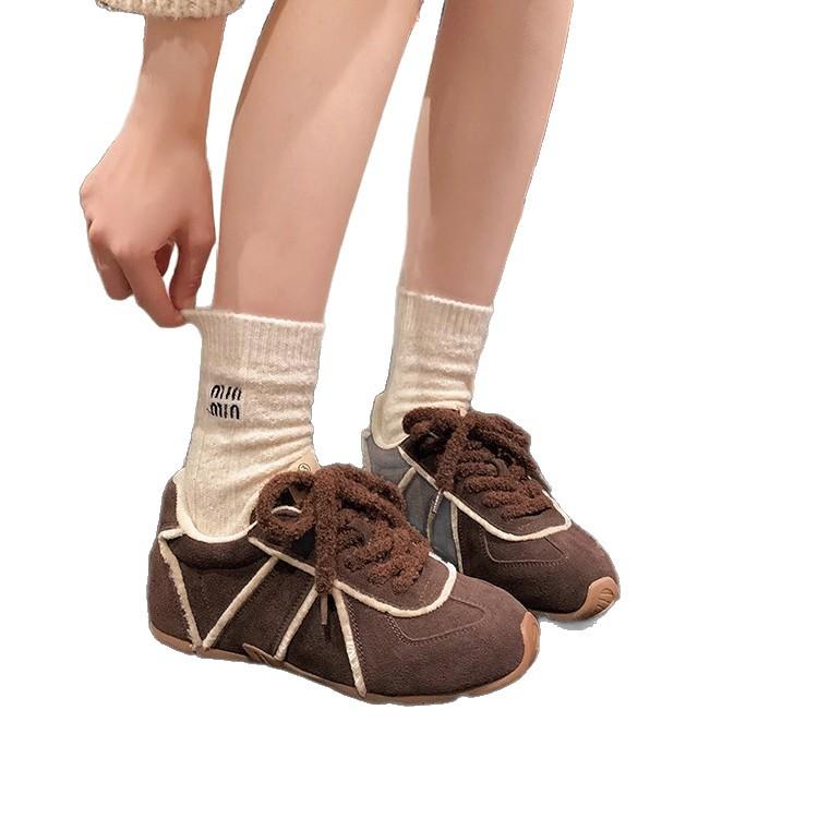 Retro casual fluffy shoes velvet German training shoes women's 2025 autumn and winter new Merad Forrest shoes thermal cotton shoes
