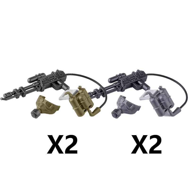 MOC WK2 Militärische Ausrüstung Baustein Set Soldat Waffe Kugel RPG Rakete Waffen Kiste Motorrad Barriere Zaun Ölfass Baustein Spielzeug