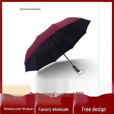 Dual-Use 10-Rib Folding Umbrella with Sun Protection & Anti-UV for Two People, Suitable for Sunny & Rainy Days with Custom Logo Option