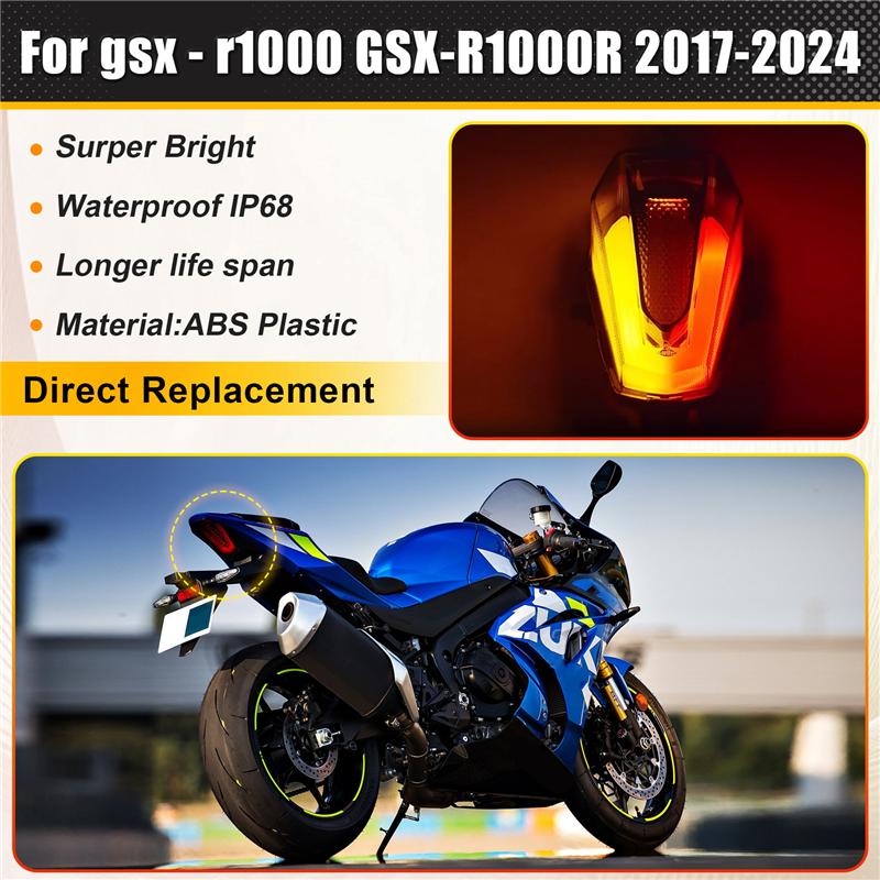 A58X-Motorcycle Taillight Rear Brake Turn Signal Integrated Tail Light For Suzuki GSXR1000 GSXR1000R 2017-2024