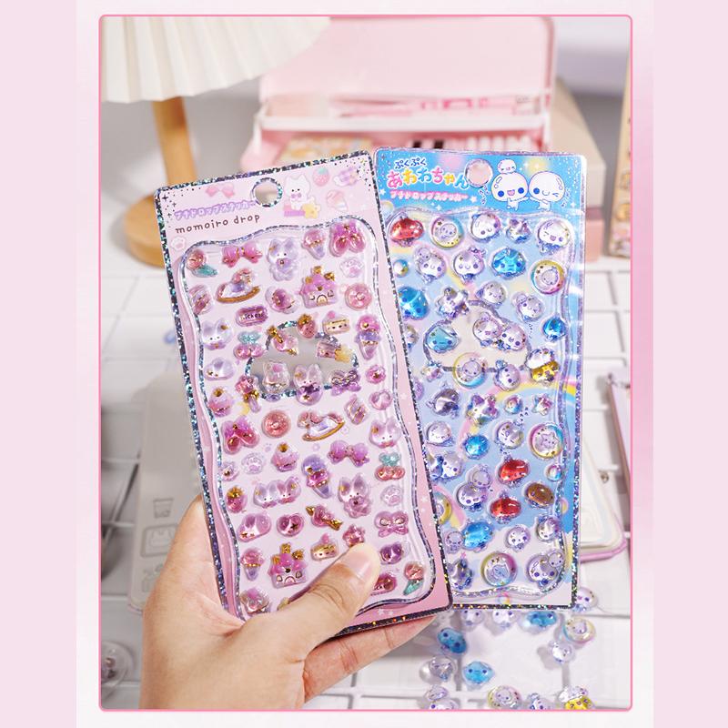Embossed 3D Crystal Animal Stickers Cartoon Shimmery Crystal Stereo Stickers Pvc Cute Sticker Diy Crafts Phone Case Decoration