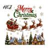 Festive Home Decorations Christmas Window Stickers, Winter Holiday Decorations, Art with Xmas Tree Party Supplies Snowman Angel Patterns for Wall Door
