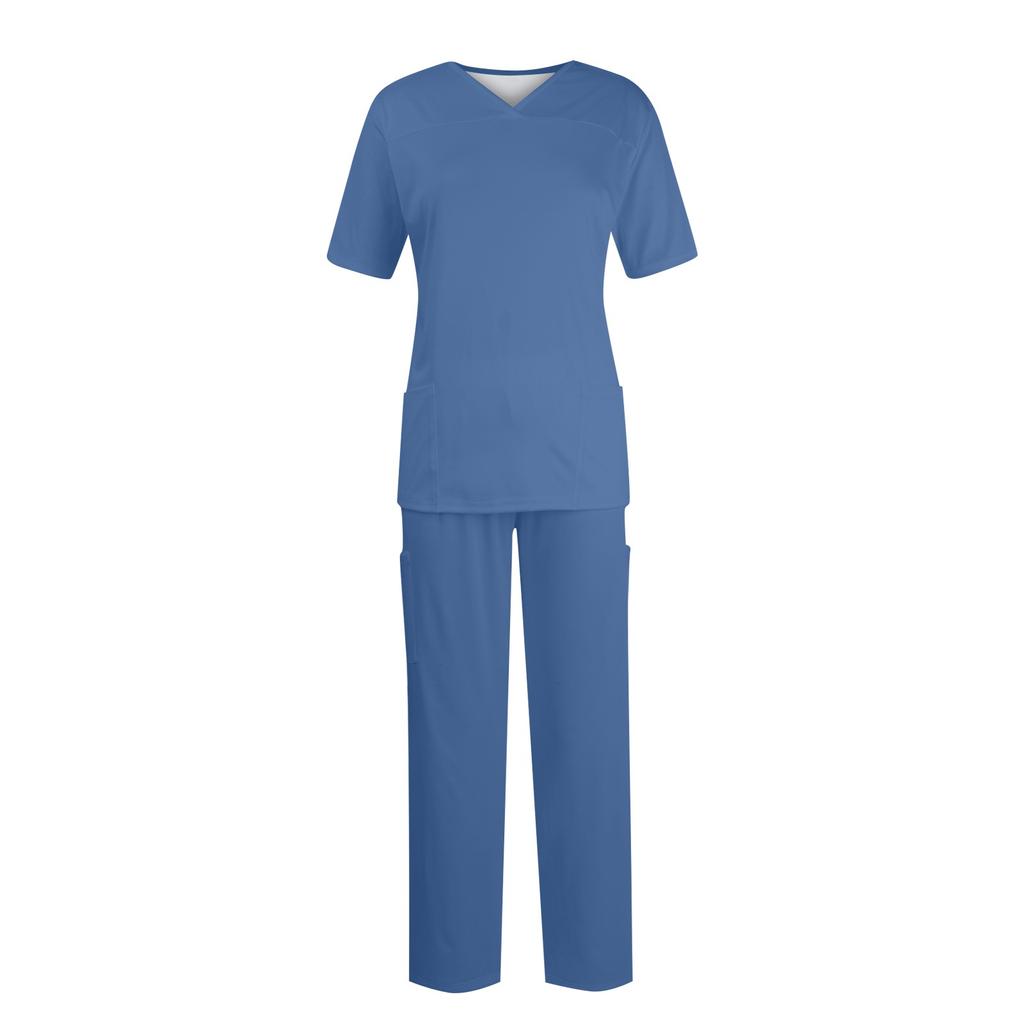 Women Short Sleeve V-neck Tops+Pants Working Set Suit Loose Casual Short Sleeve T Shirts Top And Long Pants Tracksuit