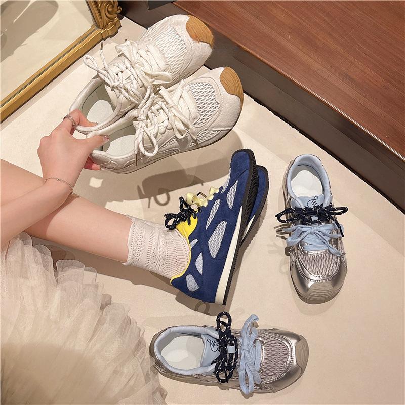 Casual sports board shoes women's 2025 new summer small thick-soled breathable Forrest Gump shoes retro mesh German training shoes