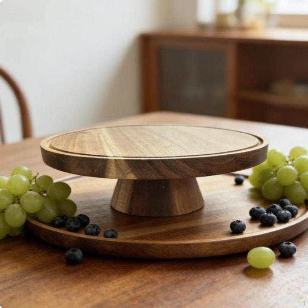 Wood Cake Display Elegant Appearance Wooden Stand Shatterproof Multifunctional Serving Platter