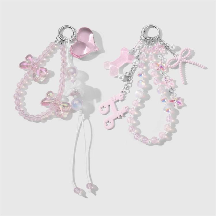 Portable Resin Cat Eye Bead Keychain Set Glittering Resin Bone Heart Designs Handmade Jewelry Accessory
