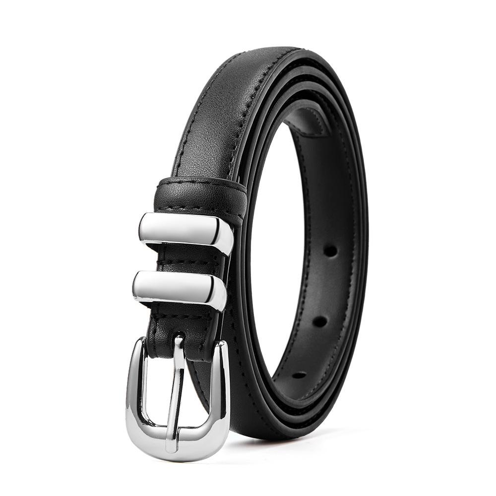 Luxury Women's Classic Cowhide Leather Belt with American Retro Style Pin Buckle