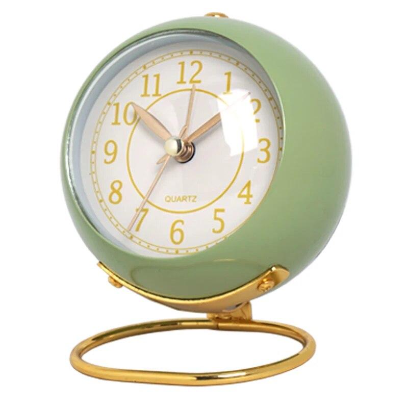 European Style Metal Clock Creative Silent Children's Electronic Aarm Clock Minimalist Living Room Bedroom Student Luminous