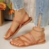 New Women's Sandals Summer Casual Open Toe Sandals Retro Solid Color Fashion Narrow Strap Design Clip-toe Beach Party Shoes