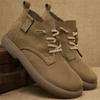 New Men's Cowhide Short Boots Winter Stretch Shoelace Ankle Boots Men's Leather Soft Bottom Vintage Workwear shoes Chelsea Boots