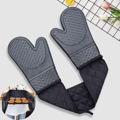Non-Slip Silicone Oven Mitts Waterproof Kitchen Microwave Mittens Baking Hand Gloves  Bar Bakeware