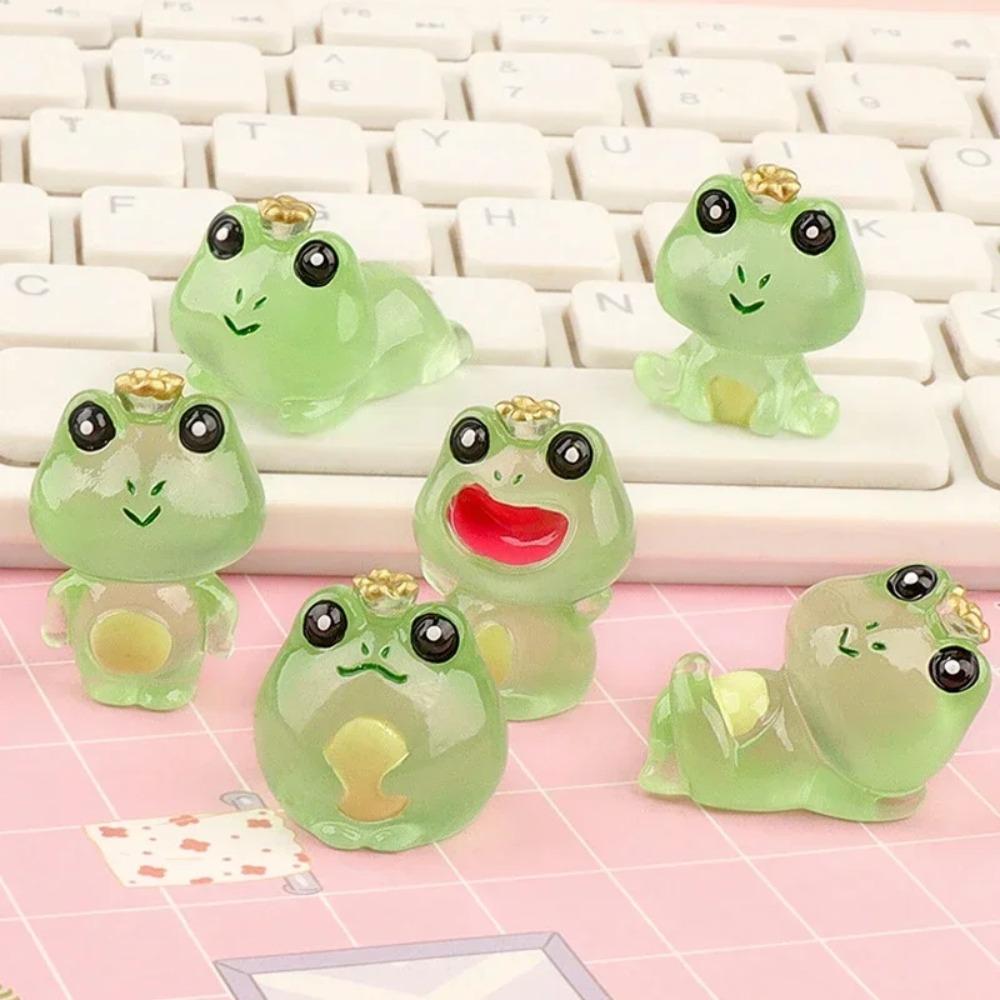 Žhavé svítící koruna, žába, pryskyřičné figurky, kreativní mechové pryskyřičné řemesla, stolní ozdoby, zahradní květináče, miniatury, dekorace