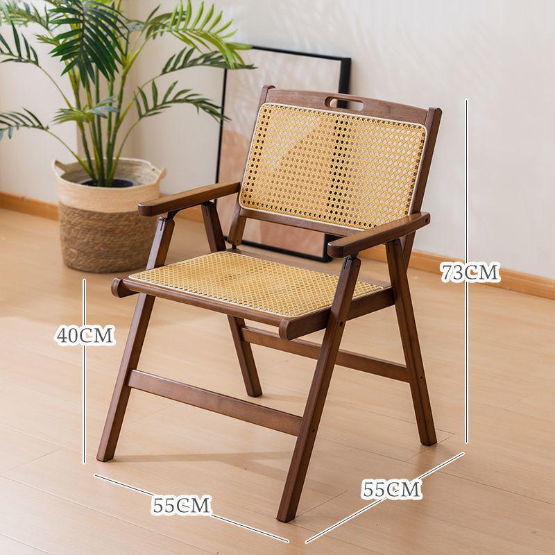Vintage Style Portable Foldable Rattan Chair with Backrest for Home, Balcony, and Outdoor Leisure