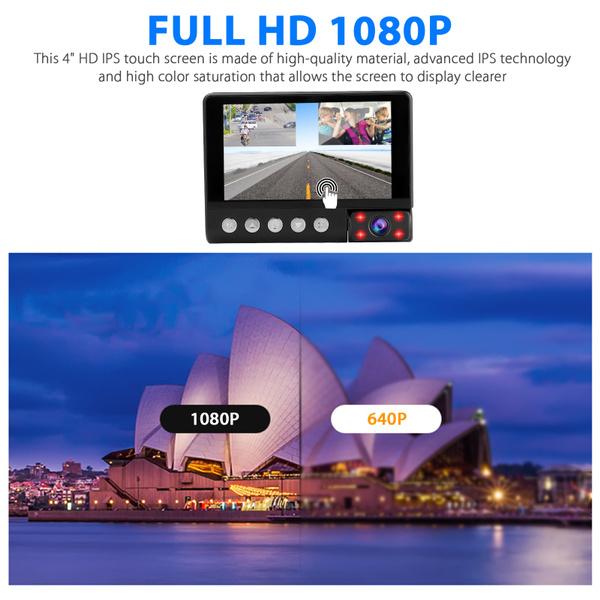 1080P Driving Recorder Car Dash Cam With 170 Degree Front Rear And Interior Cameras For Enhanced Safety And Security