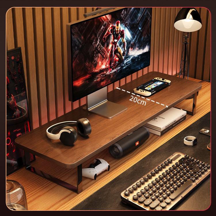 E-sports Desktop Monitor Riser Shelf with Cooling and Storage Features