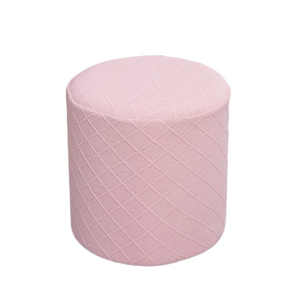 Durable Solid Color Jacquard Ottoman Cover Round Elastic Square Stool Cover Soft Footrest Slipcover Home Decor