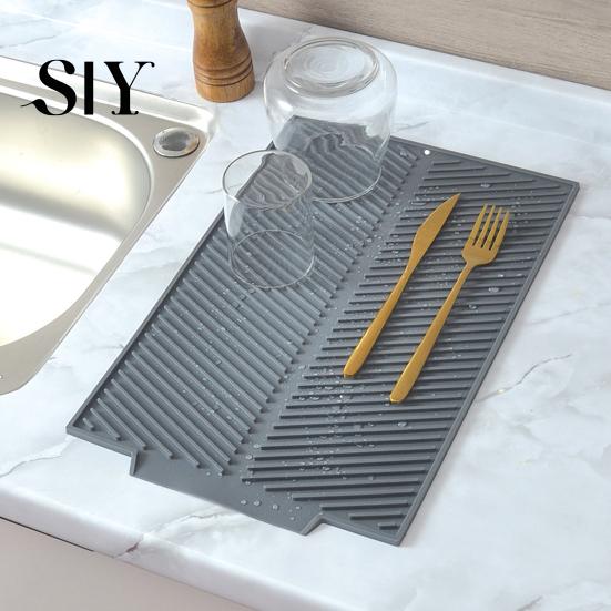 Accessoire de Table de Cuisine Tapis d'Égouttement en Silicone pour Comptoir Résistant à la Chaleur Antidérapant Grande Surface Épais Multi-usages Filtre à Eau Évier