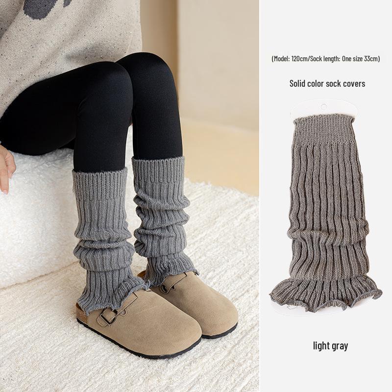 

Girls Ruffle Edge Knitted Leg Warmers - Thickened Scrunch Socks for Autumn & Winter One Size (Sock Length ~33cm)