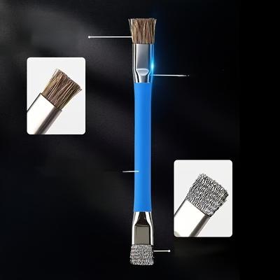 2er-Set mit 4 Bürstenköpfen, Multifunktionale Doppelkopfbürste aus Edelstahl, Mehrzweck-Reinigungsbürste für Herdplatten und Hauptplatinen-Spalte