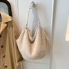 Korean Plush Tote Bag Fashion Leopard Print Handbag Simple Faux Fur Shoulder Bag Winter Women's Underarm Bag Casual Dumpling Bag
