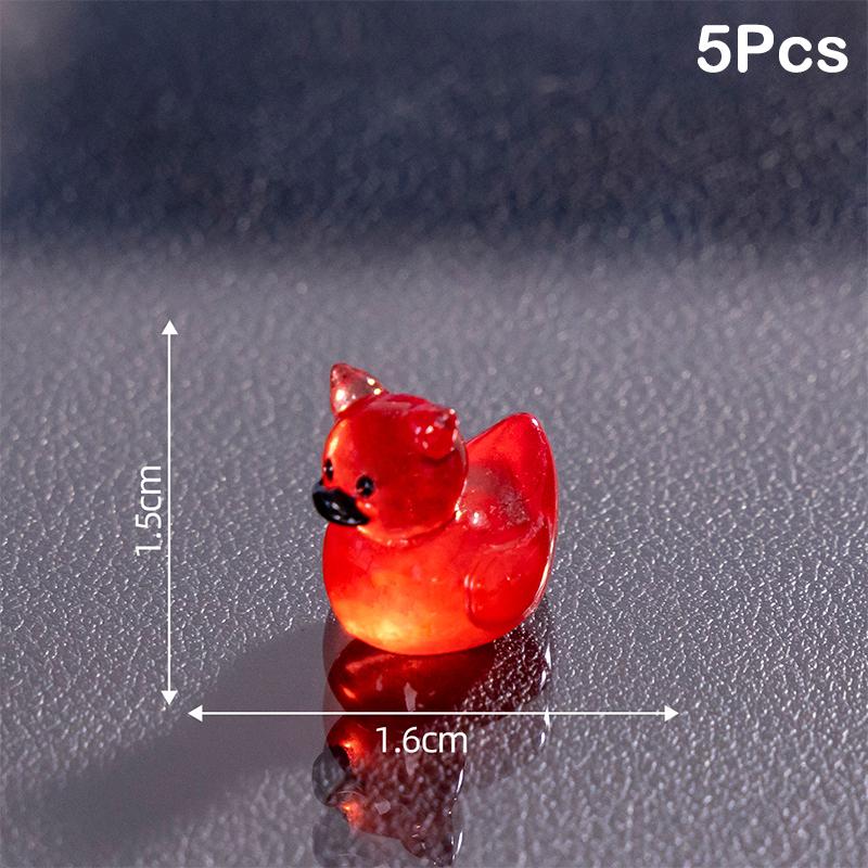 5Pcs Halloween Devil Duck Small Ornaments Gothic Punk Resin Figurines Micro Landscape Diy Home Decoration Accessories Gifts