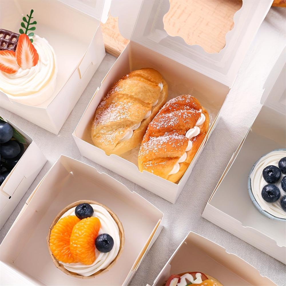 30 Stück Weiße Bäckereikartons Mini-Kuchenboxen Keksdose mit Fenster Kleine Geschenkboxen für Kekse Gebäck Donut enthalten