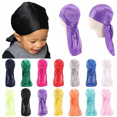 2Pcs Durag Pirate Hat Imitation Silk Baby Turban Hijab Cap Elastic Headwrap  Children